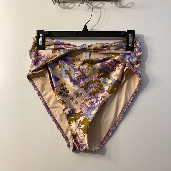 Zimmerman Bikini-Slip Knot High Waist Purple Multi Floral Bikini Bottom Size 8 - Picture 6 of 16
